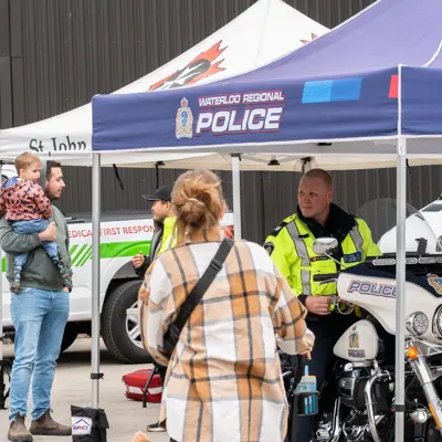 Waterloo region police officer demonstrating motorcycle 