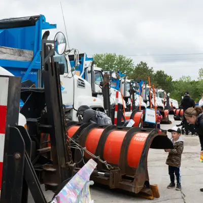 Kid painting snow plow