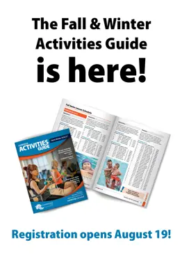City of Cambridge Fall & Winter Activities Guide cover and open pages, with text announcing: “The Fall & Winter Activities Guide is here!” and “Registration opens Aug. 19"”