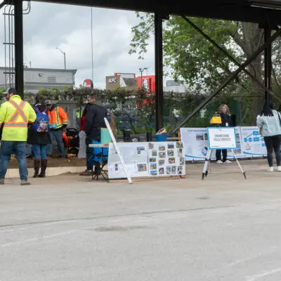 Public works attendees viewing displays