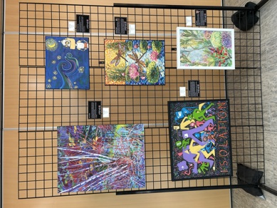 Artworks displayed in City Hall for the Celebration of the Arts.