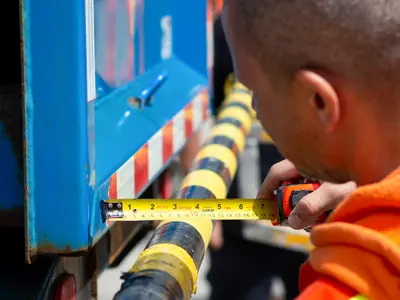 A staff member holds out a tape measure