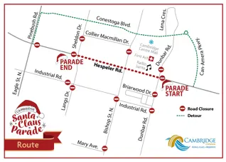 Route map of the parade from Hespler and Dunbar Road to Hespler and Sheldon Drive